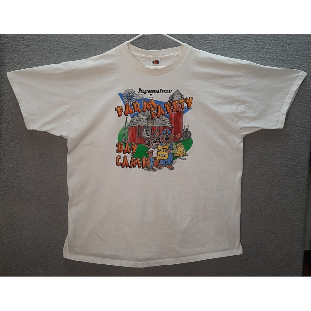 Fruit Of The Loom Shirt Adult 3XL XXXL White Wildlife Nature Farm Y2K Graphic